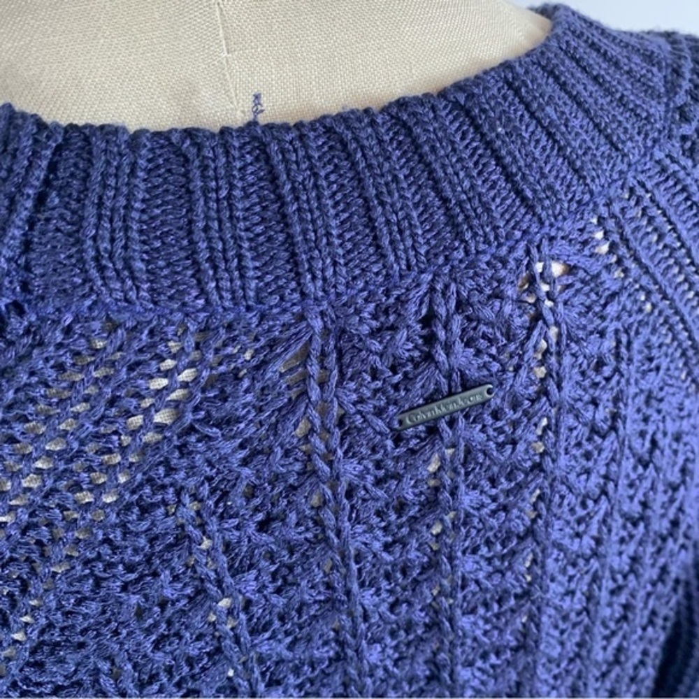 Calvin Klein Jeans Bluish Purple Knit Pullover Sweater Crewneck Loose Knit Small - Picture 5 of 10